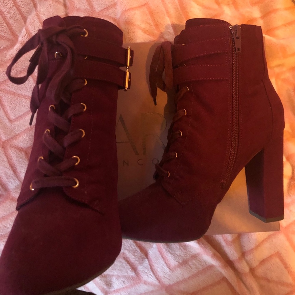 Burgundy booties